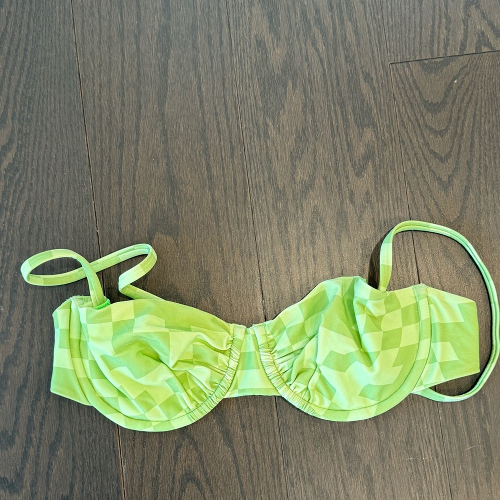 Blackbough Green Checkered Bikini Top